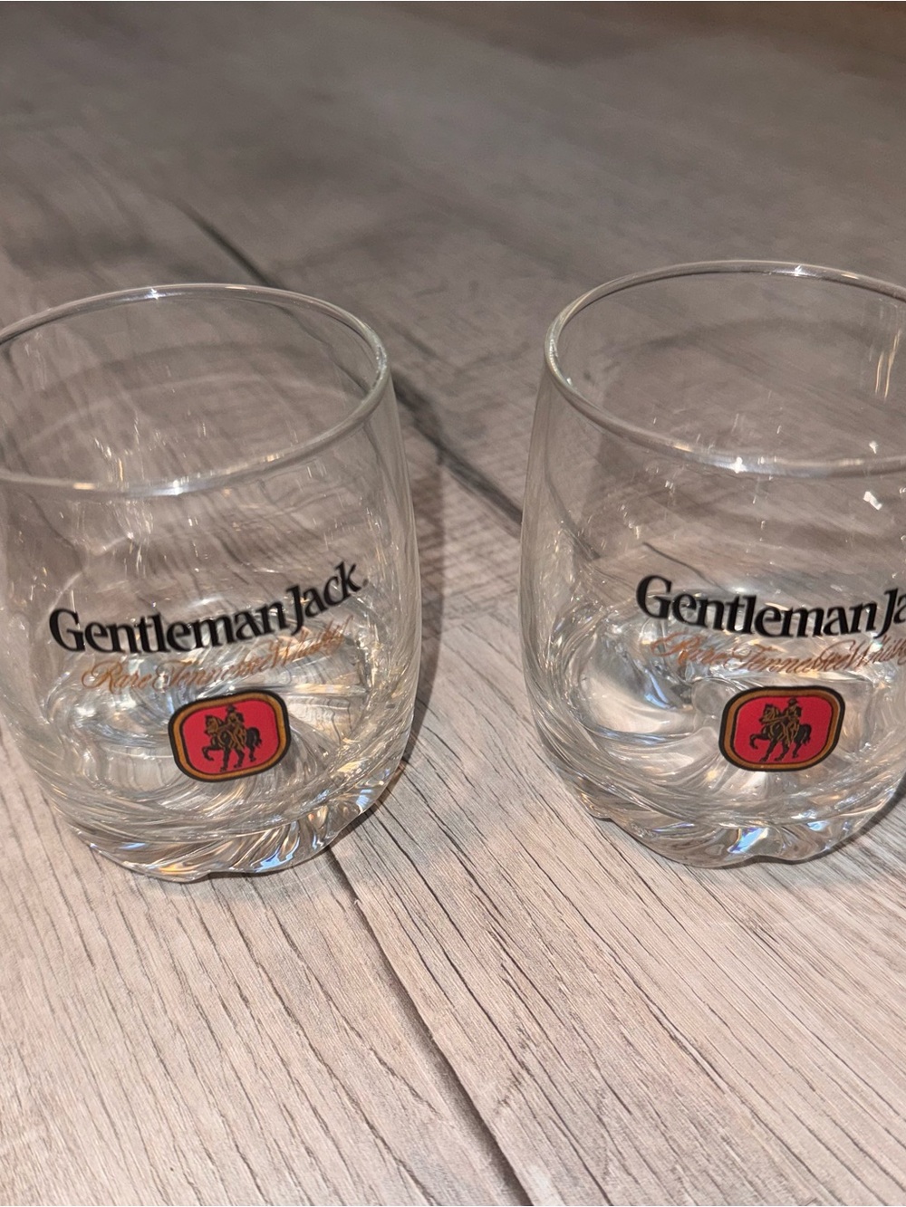 Vintage Gentleman Jack Lowball Glass Set 80s Rare Tennessee Whiskey - Set of 2